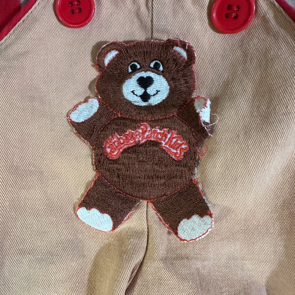 Vintage 1983 Cabbage Patch Kids Beige Overalls With Red Striped Tee Bear Patch D - Picture 4 of 11